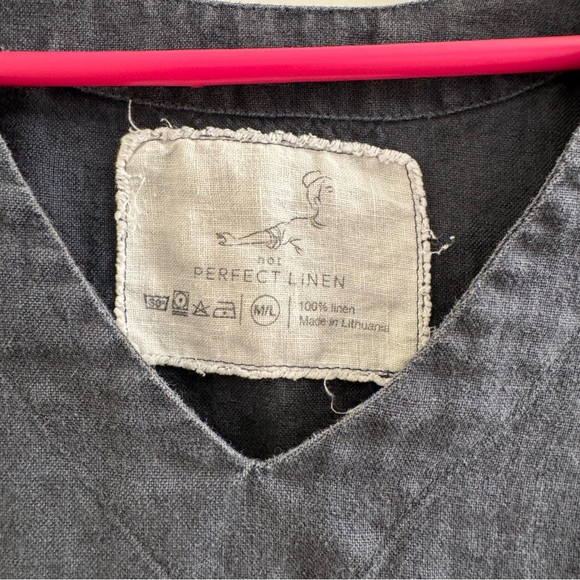 Notperfectlinen NPL linen tunic dress in beautiful blue gray size M/L. Pockets! - Picture 3 of 5